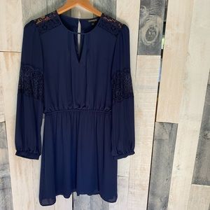 Express | Long Sleeve Blue Lace Dress